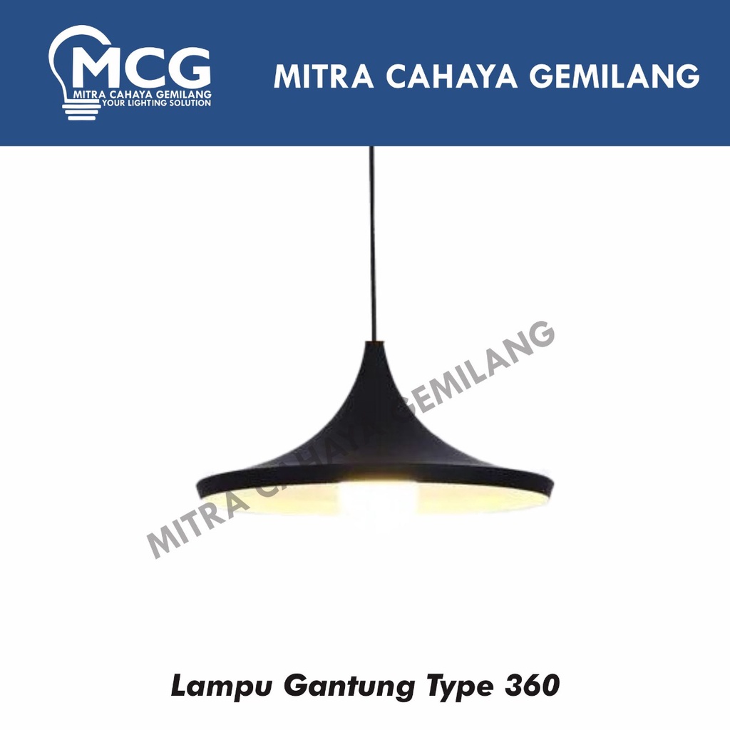 Kap Lampu Gantung / Lampu hias fitting e27 hitam type 360