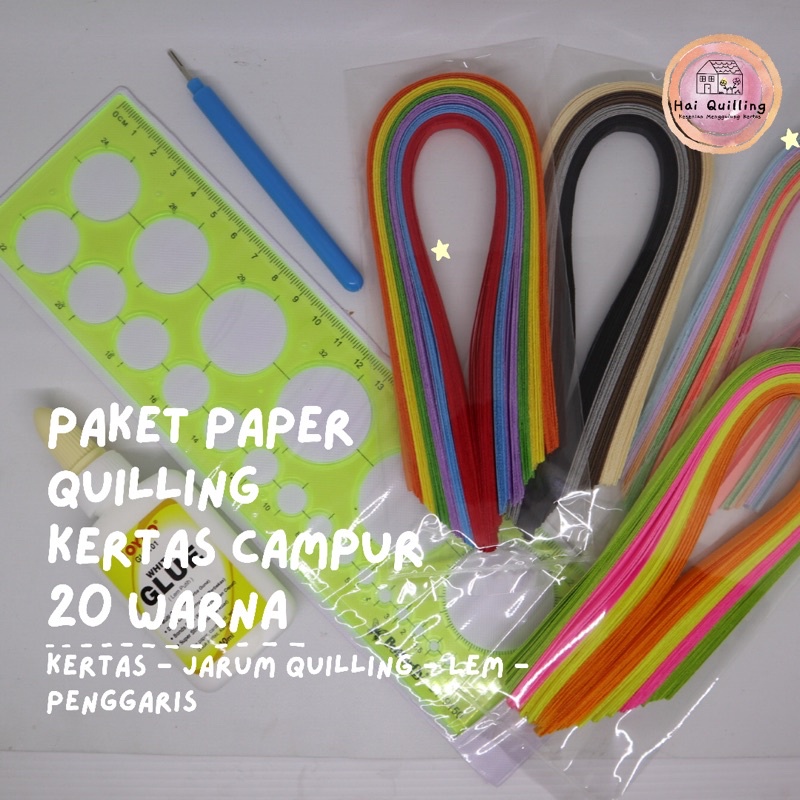 

Paket paper Quilling / Kertas campur 20 warna/Kertas 29 cm/0.5 cm