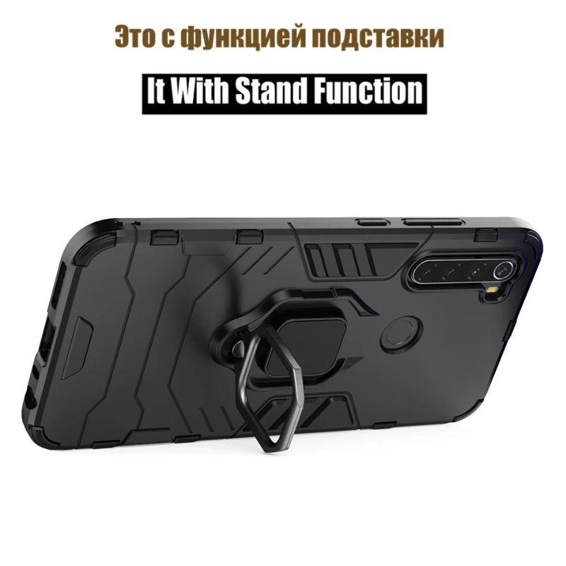 Hardcase Armor Xiaomi Redmi Note 8 / Hard Case Ring Redmi Note 8 Holder Stand Transpomer Original