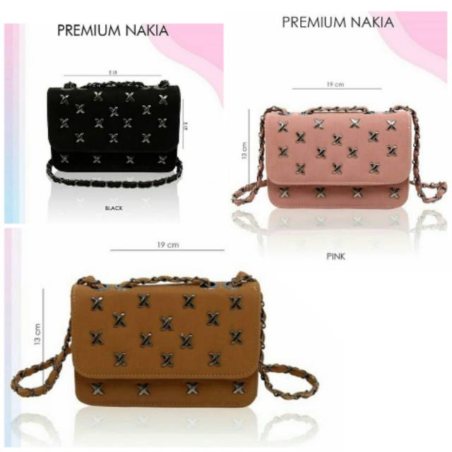

NAKIA BAG/jahitan rapi/Bahan :MATRICK/ukuran 13x19 cm