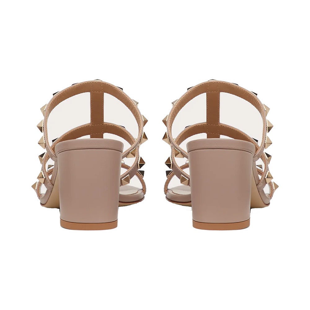 VLTN Rockstud 6cm Chunky Mules Sandal Nude 100% Original