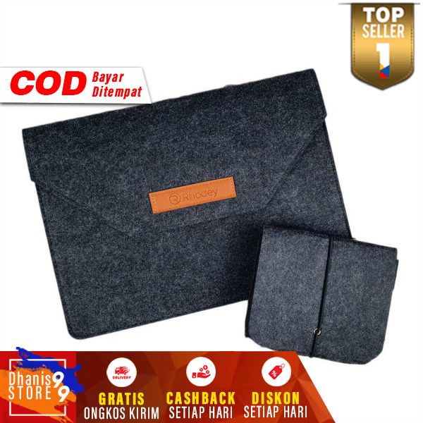 Rhodey Sleeve Case Laptop Macbook with Pouch Tempat Penyimpanan Leptop Case  Pelindung Aman Nyaman Berkualitas