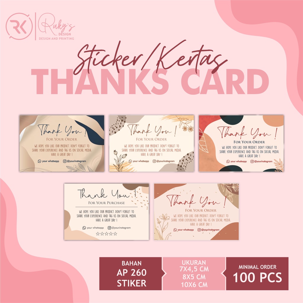

Thank You Card - Kartu Ucapan - Thanks Card - Thank You Card Custom - Thank You Card Olshop - Card