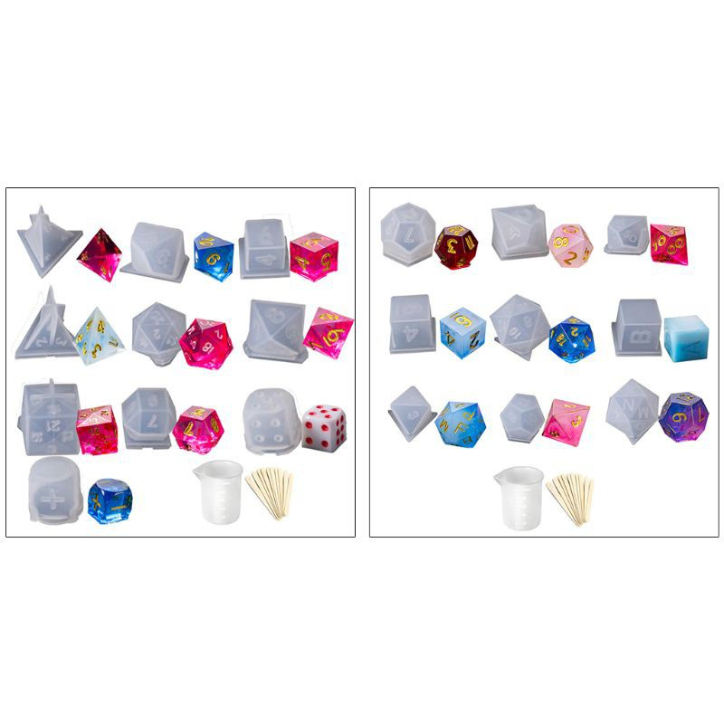 Glitter DIY Crystal Epoxy Mold Dice Fillet Shape Multi-spec Digital Game Silicone Mould