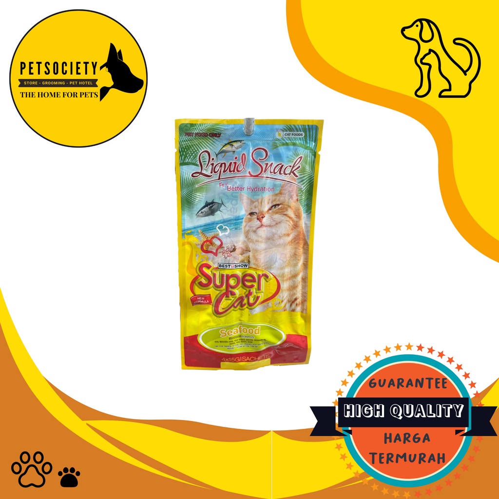 Snack Kucing SUPER CAT LIQUID SEAFOOD 15GR - Cat Food