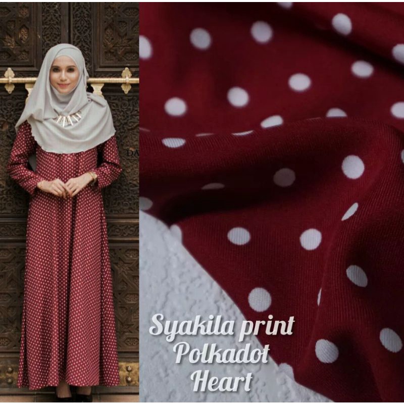 Kain soft twill shakila print motif polkadot (harga per 0.5m)