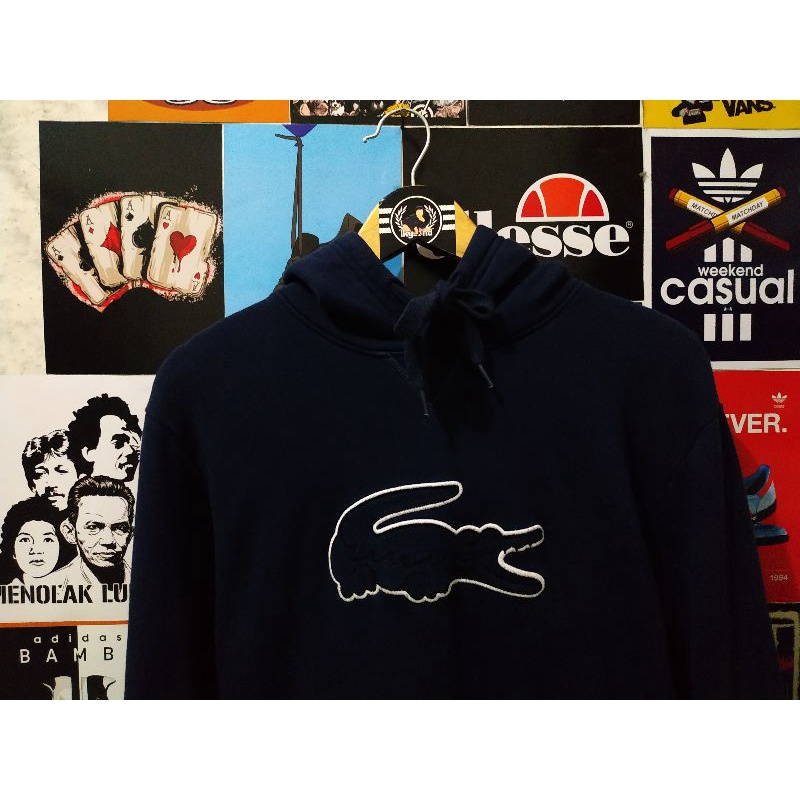 Hoodie Lacoste navy on navy dan navy on green