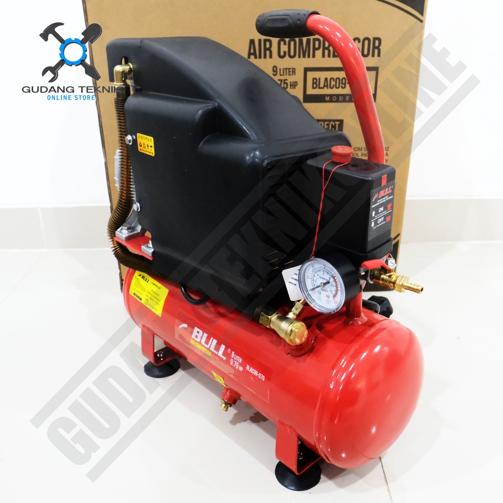 Kompresor Angin 9L BULL BLAC09-079 3/4HP LISTRIK / Portable Air Compressor BLAC 09 079 BULL