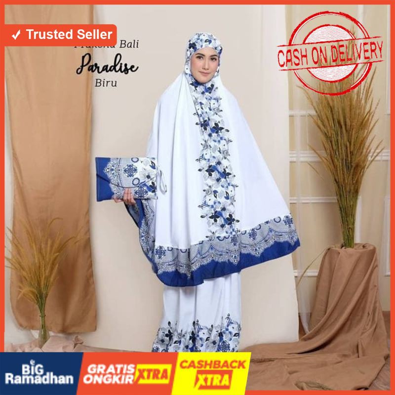 MUKENA BALI DEWASA PARADISE BIRU TERBAIK