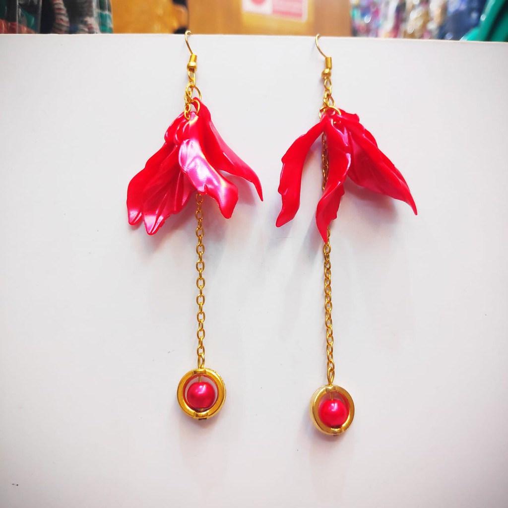 Anting Hijab Fashion Daun Akrilik Mutiara - ANTING HIJAB - GIWANG - KERABU ANTING JUNTAI FASHION