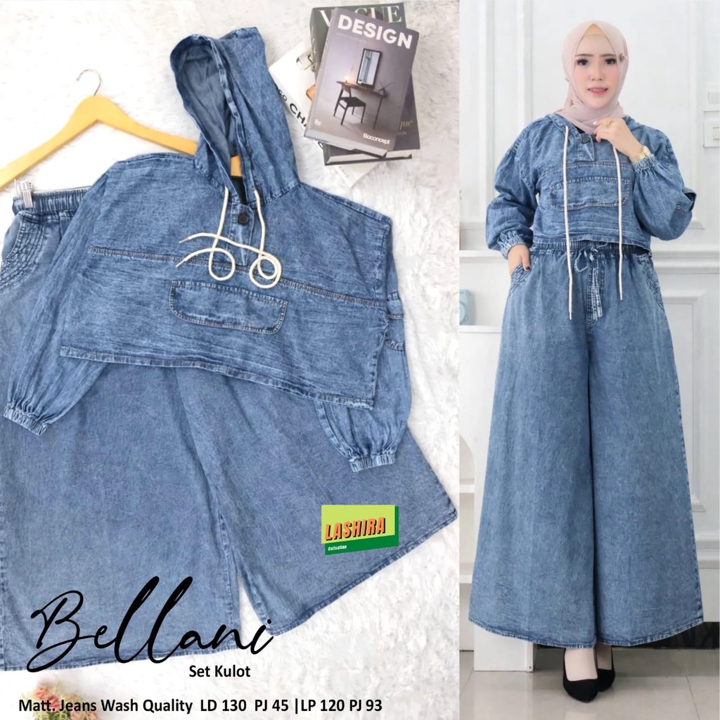 bellani stelan setelan set 1set baju jacket jaket crop top jeans jean jins kulot pant polos jumbo bi