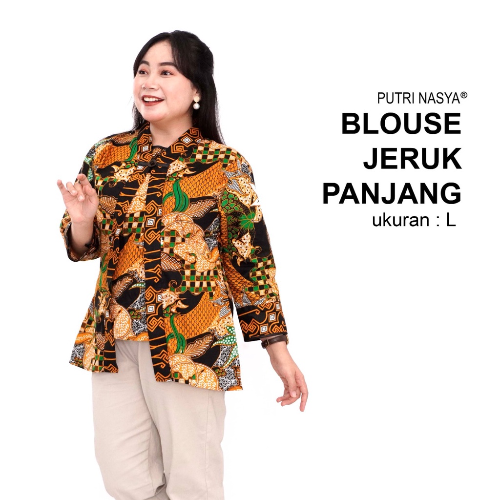 Atasan Batik Blouse Big Size Wanita Lengkap L-XL-2L-3L-4L-5L-6L-7L Model Blus Jumbo Seragam Batik / Atasan Batik Big Size Kantor / Pakaian Kekinian Wanita Jumbo LD 140