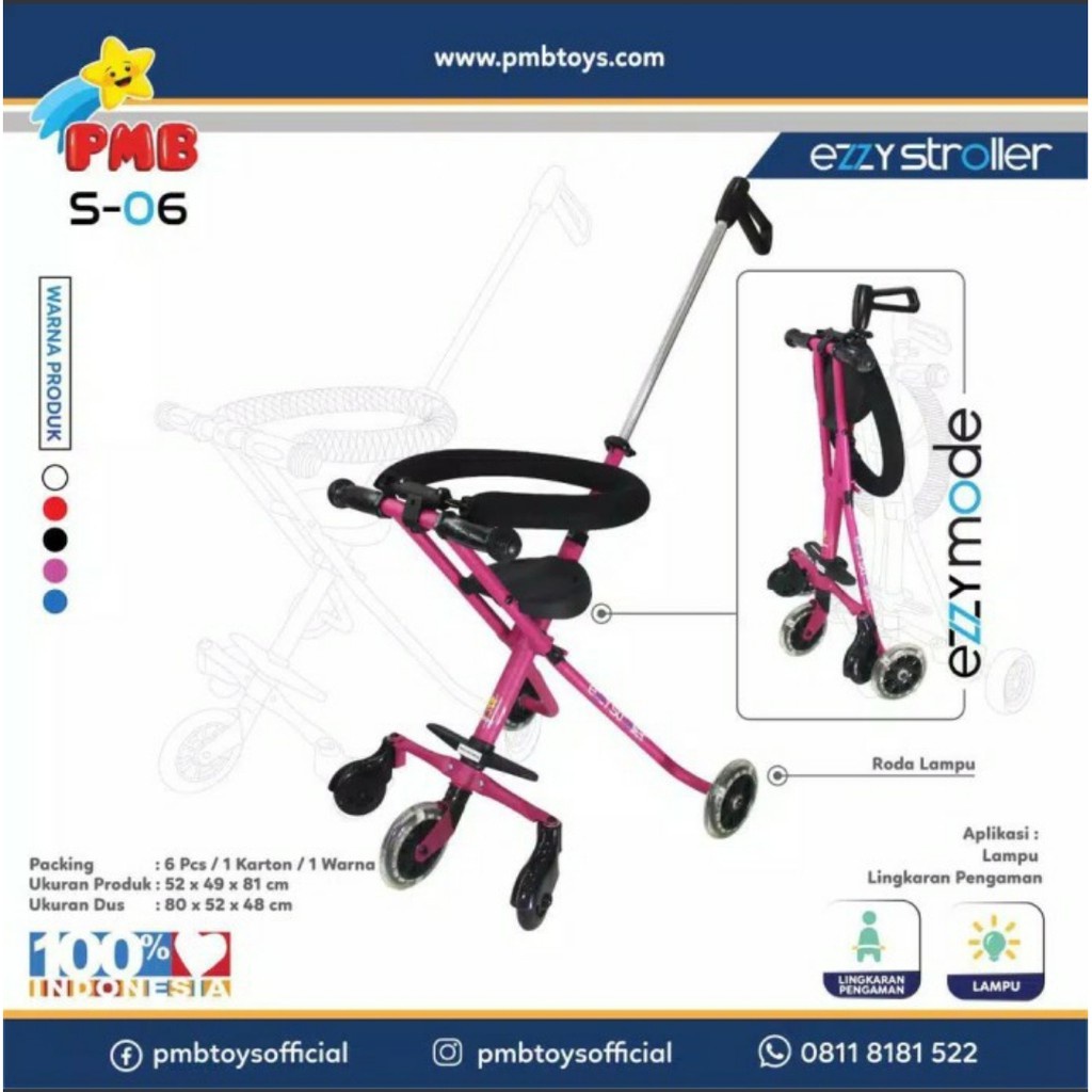 PMB Ezzy Stroller S06 - Mini Trike Stroller Anak Travelling