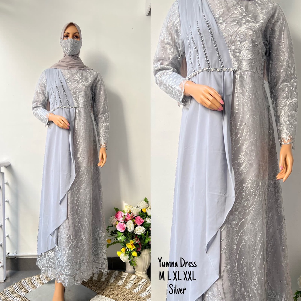 Gamis Yumna Dress Payet Slendang Premium || [COD] Bayar di Tempat || Gamis Wisuda Remaja Terbaru || Terlaris Gamis Pesta Tille Tuton Premium || Gamis Seragam Pesta Modern 2022