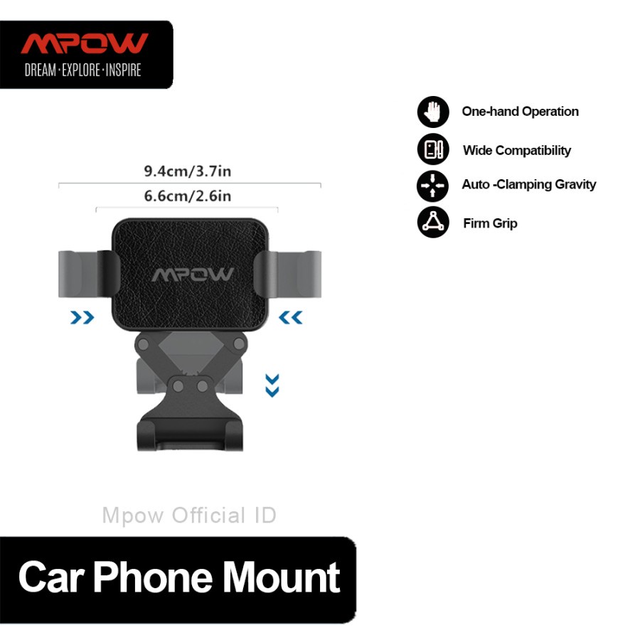 MPOW Car Holder Gravity Car Mount Auto Lock and Auto Release - MPCA127