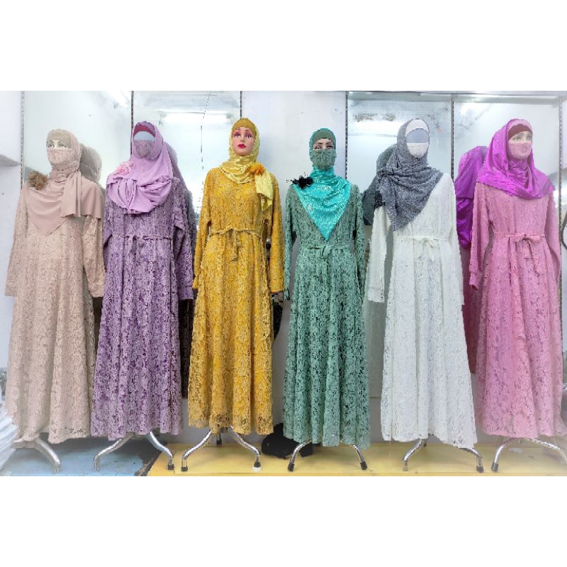 Baju Gamis Brukat Gliter Seragaman Acara Pesta