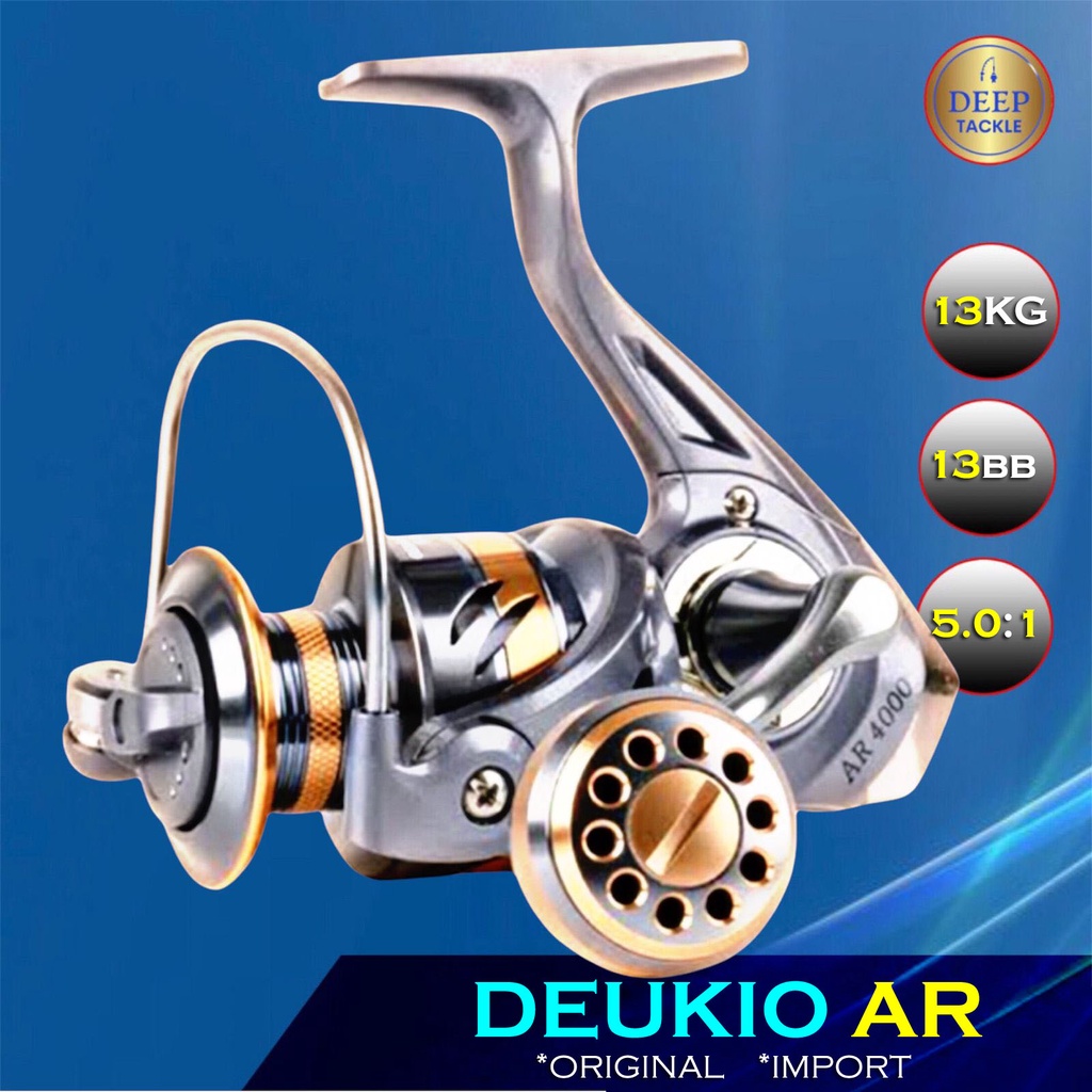 Reel Pancing Full Metal DEUKIO AR 2000-7000 Knob Metal Alat Pancing Kekuatan Drag Besar 13Kg