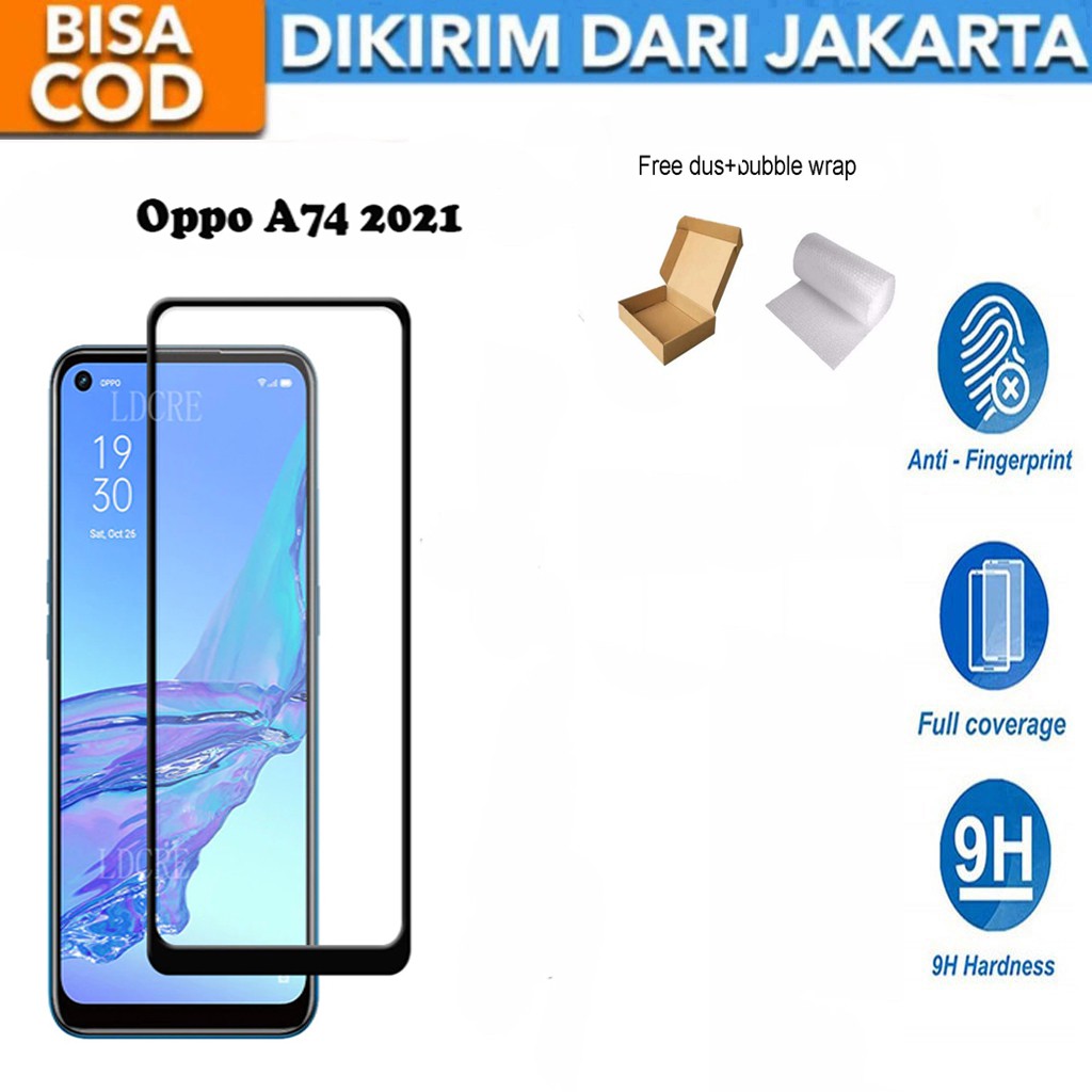 Tempered Glass Oppo A74 2021 Full Cover / Full Screen Protector Anti Gores