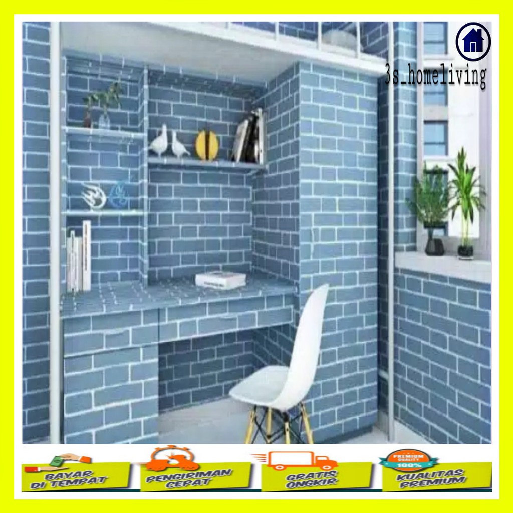 Wallpaper Dinding Bata Biru Wallpaper Dinding Kamar Tidur Wallpaper Bata Biru Wallpaper Bata