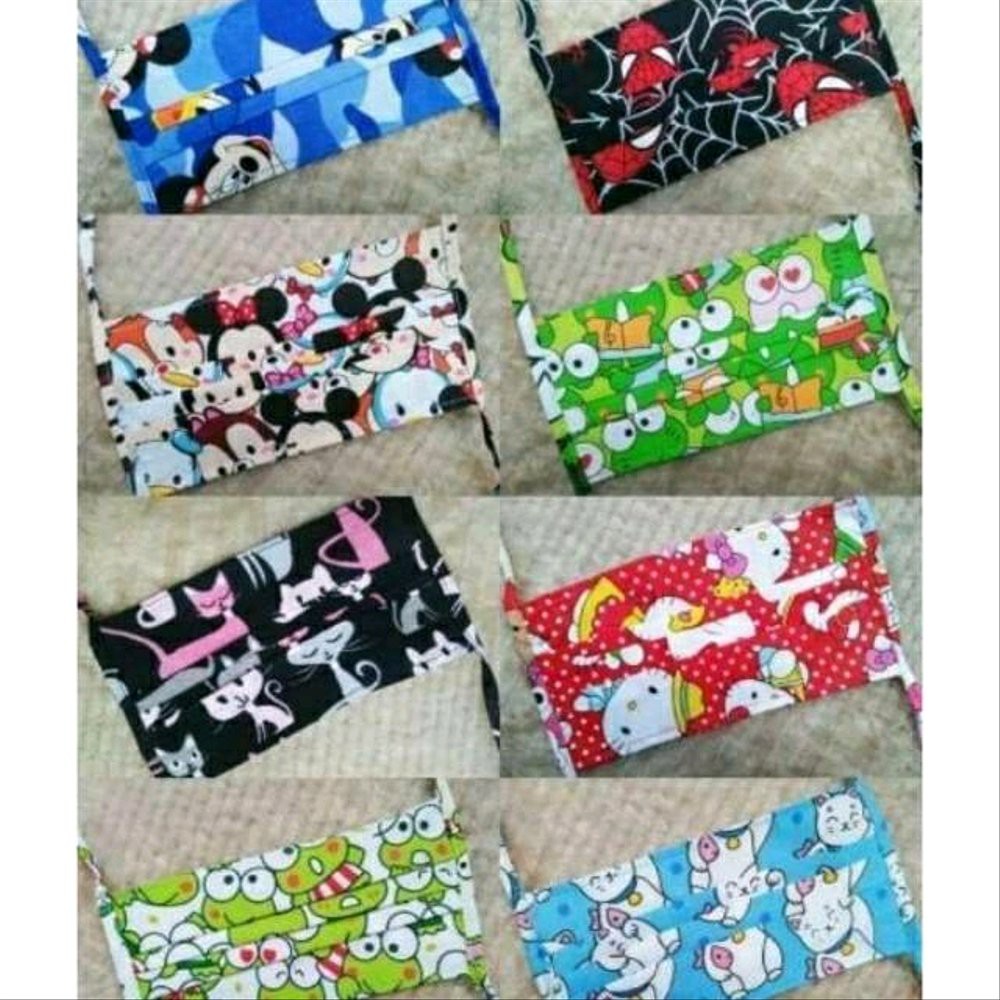 [MKH01] Masker Kain Hijab Karakter Murah Meriah - Motif Random / Masker Hijab Tali