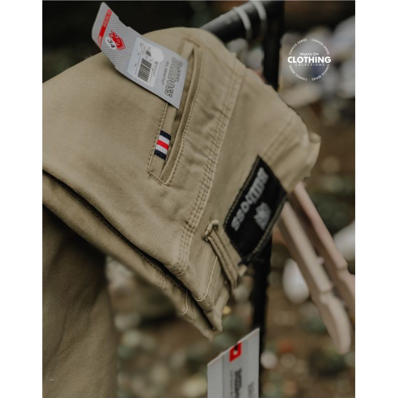 celana chinos Jumbo hijau army nevy pria