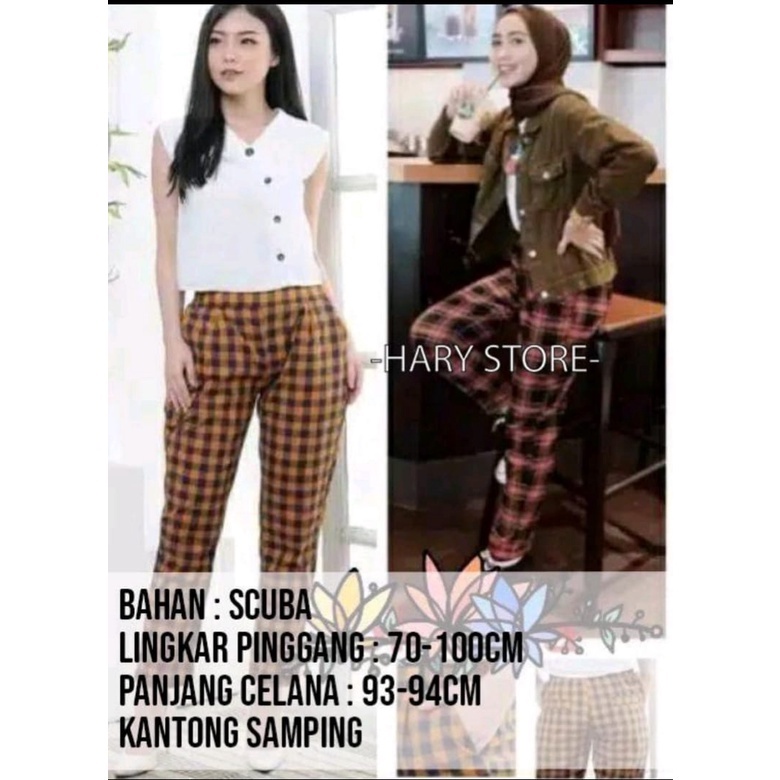 CELANA KOTAK SCUBA JUMBO / Celana baggy kotak scuba motif zara