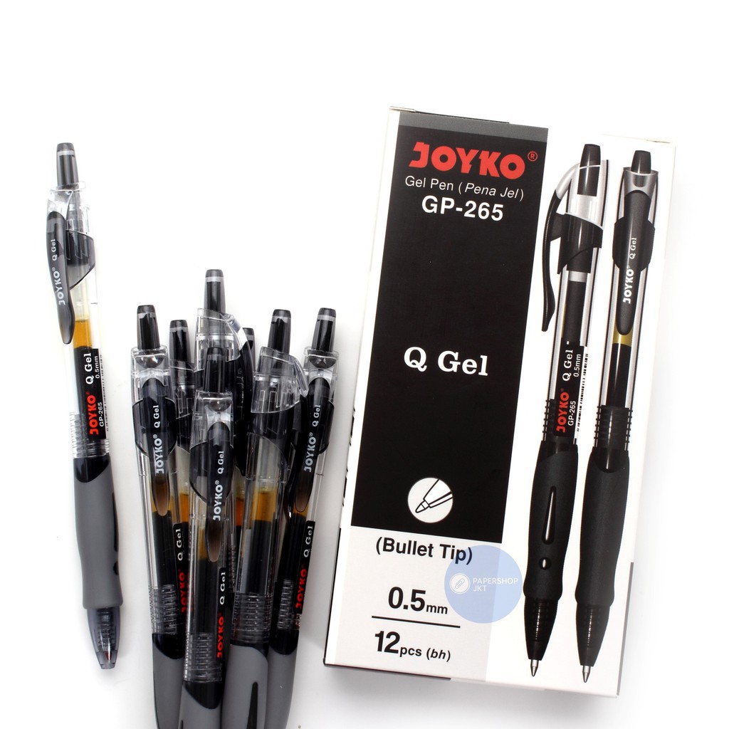 Penting!! Gel Pen Pulpen Pena Joyko GP-265 Warna Hitam Q Gel 0.5 mm - 1 PCS