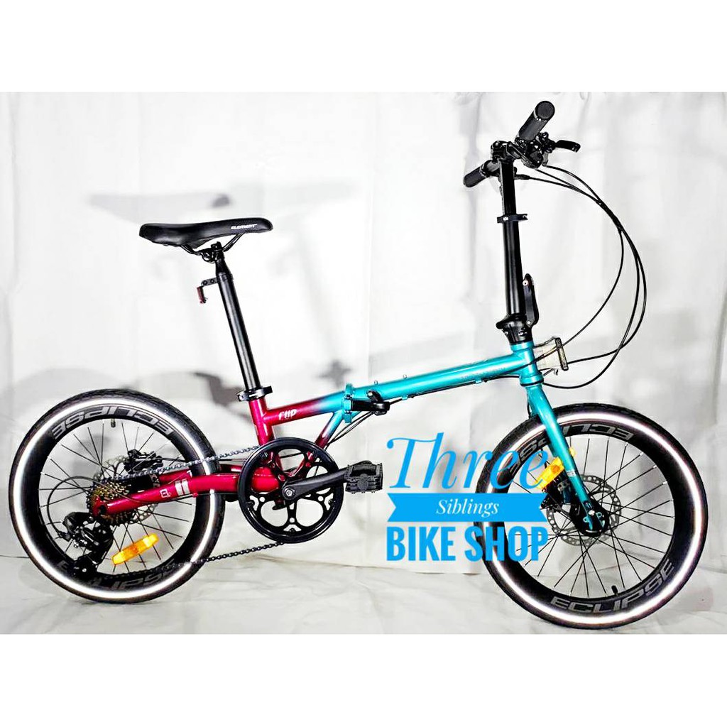 SEPEDA LIPAT ELEMENT CLIP 20 INCH GREEN RED CHROMOLY,ALLOY,HYDRAULIC,8 SPEED