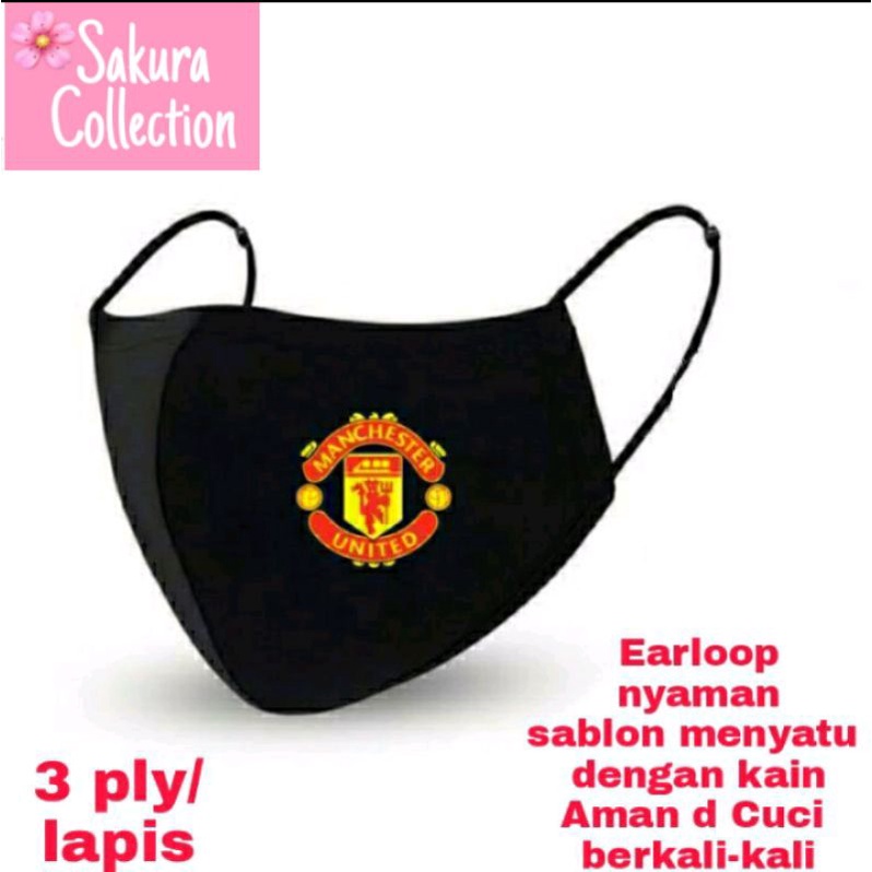 Masker Kain 3 Lapis/ Scuba / Hijab - Manchester United