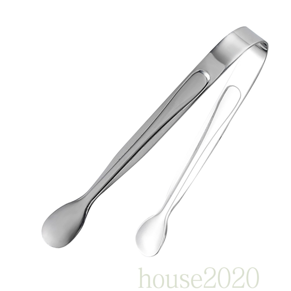 [HOUSE2020]Mini Stainless Steel Sugar Tong Hotel Bar Ice-Cube Picker Coffee Tea Food Serving Tool, Silver