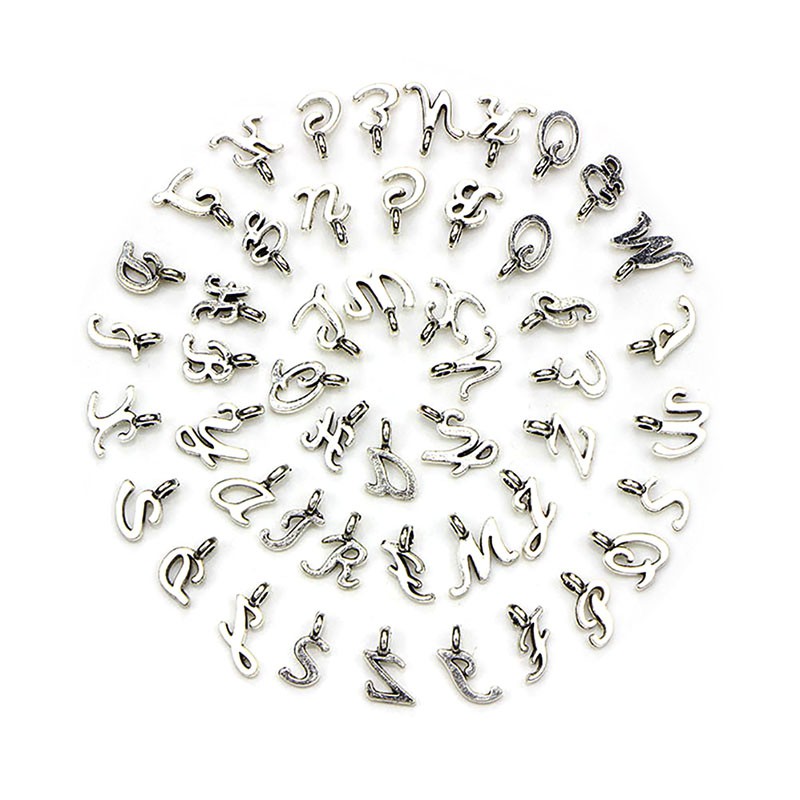 Hbid Glory 52Pcs / Set Liontin Silver Tibet Bentuk 26 Huruf A-Z Untuk DIY Perhiasan