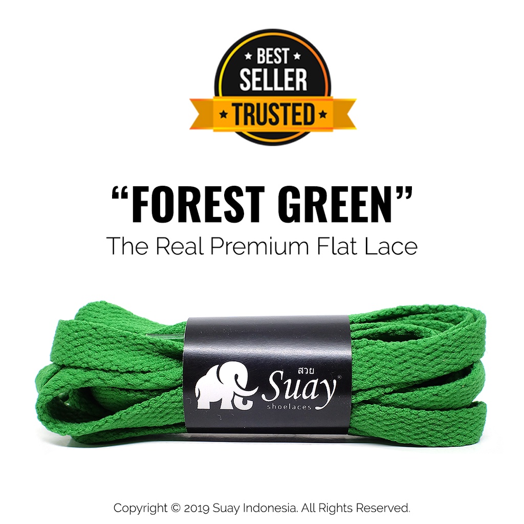 Tali Sepatu Gepeng Hijau (FLAT) Premium Shoelace Forest Green Surabaya