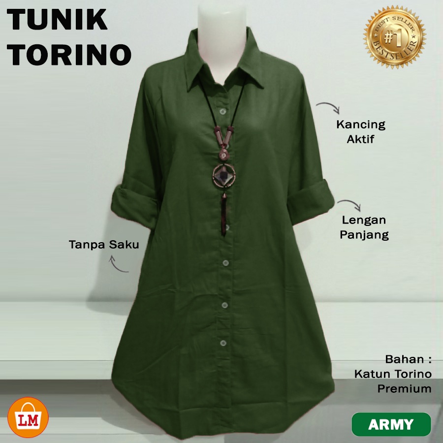 Baju Atasan Wanita Muslim TUNIK TORINO Katun JUMBO All Size Fit to XL TERMURAH TERLARIS LMS 28861