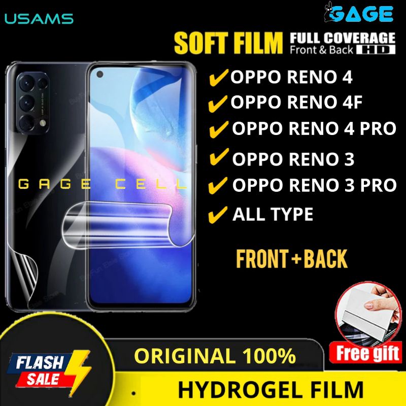 USAMS - HYDROGEL FILM HYBRID ANTI GORES OPPO RENO4 4F RENO3 3PRO RENO 4 PRO FULL COVER PROTECTOR