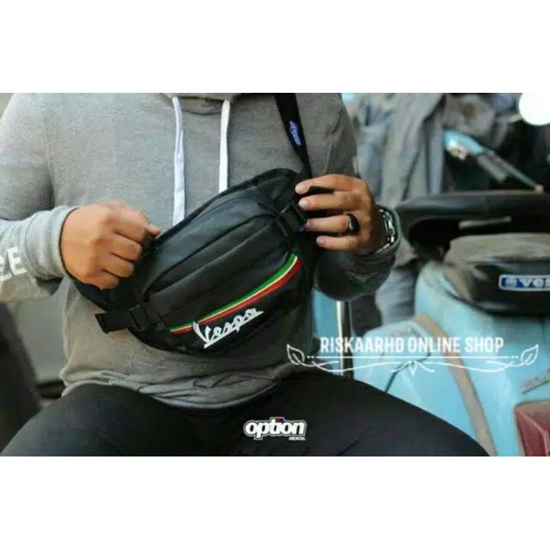 Tas Selempang Vespa / Waistbag Vespa / Tas Pinggang Vespa Option Merch Original