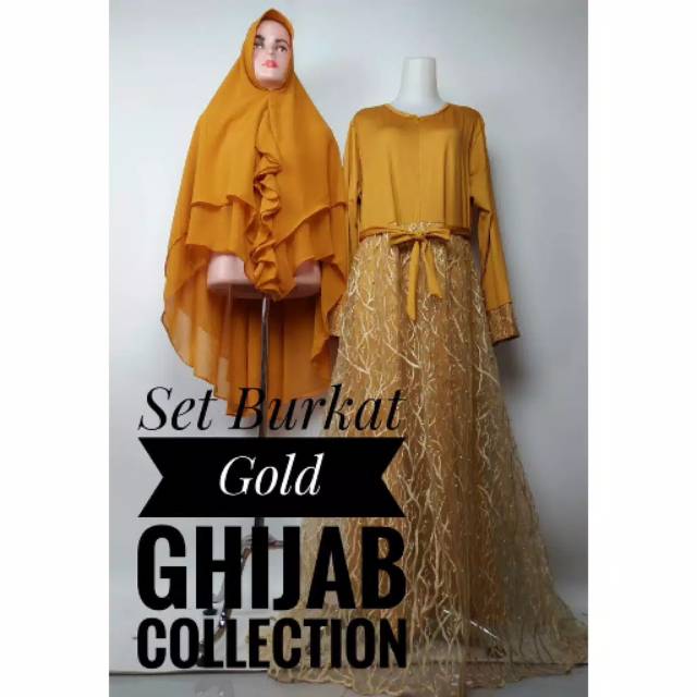 Set gamis syar'i mewah / gamis syar'i tile 3D / set gamis