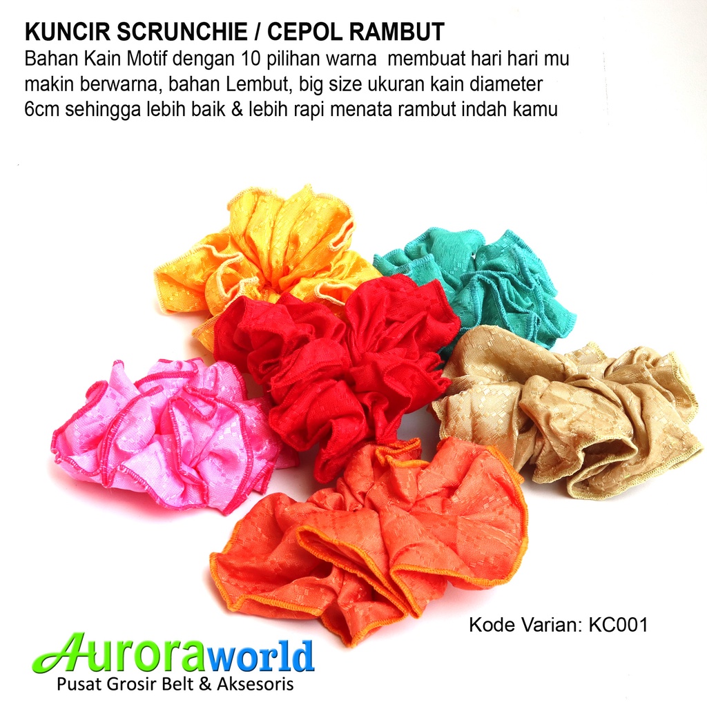 Kuncir Scrunchie /Cemol/cepol rambut/Ikat Rambut Ponytail Elastis Warna-Warni XL