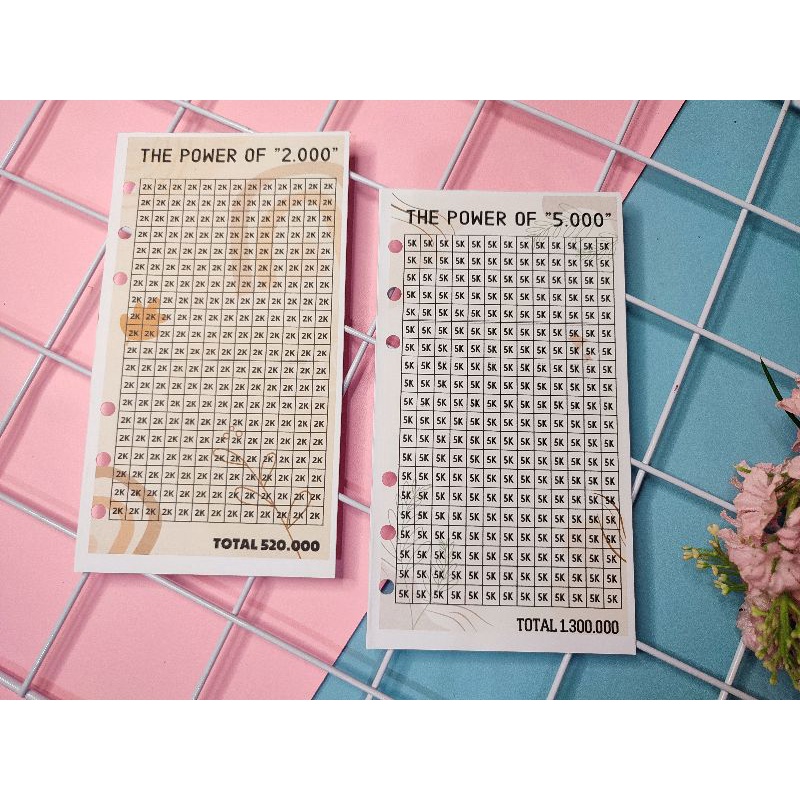 Loose Leaf Kertas Refill Isian Binder A6 The Power Of 2K 5K Tantangan Target Menabung Saving Goals S