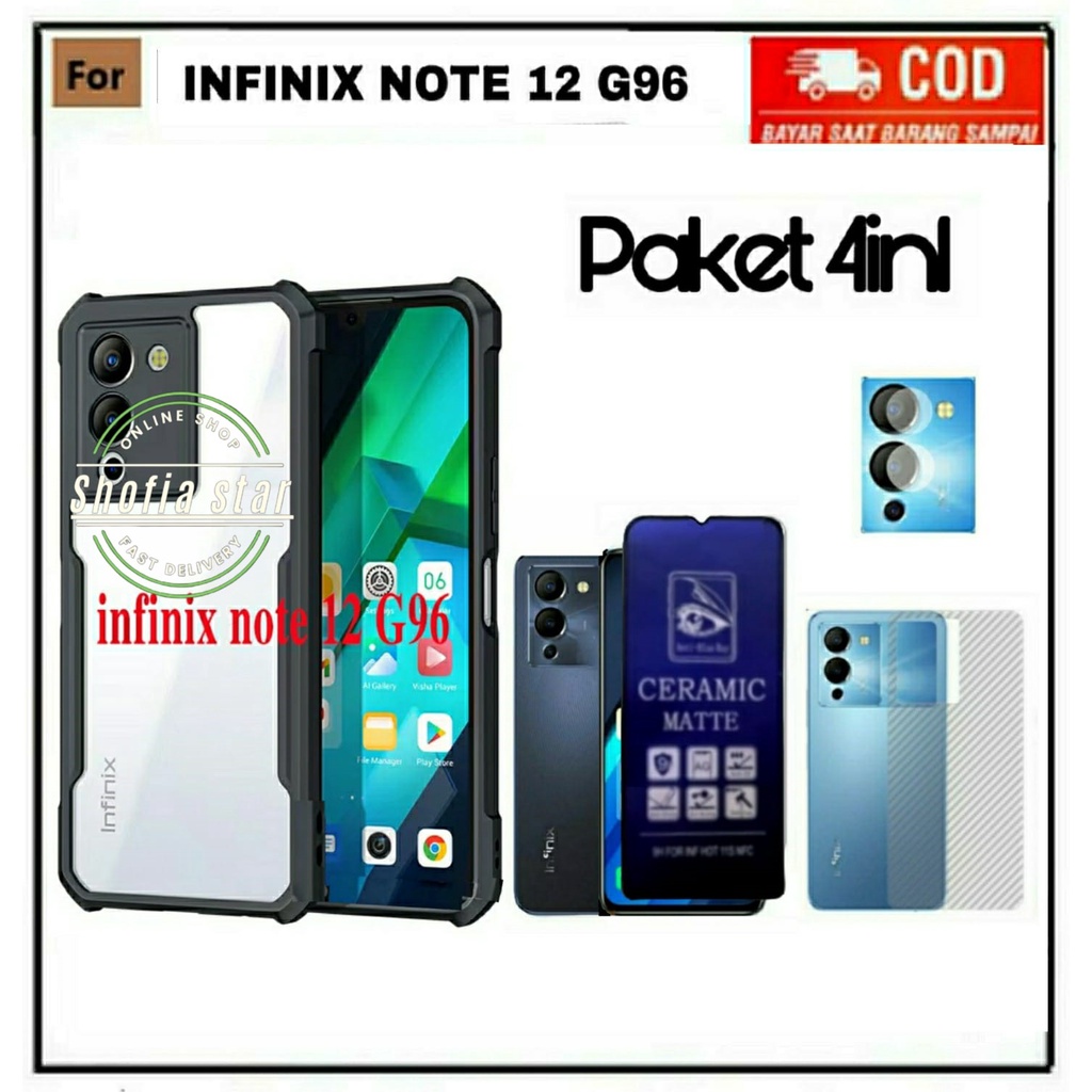 4IN1 CASE INFINIX NOTE 12 G96 NOTE 12 VIP HOT 12i HOT 12 SOFTCASE SHOCKPROOF TRANSPARAN CAMERA PROTECT CASING