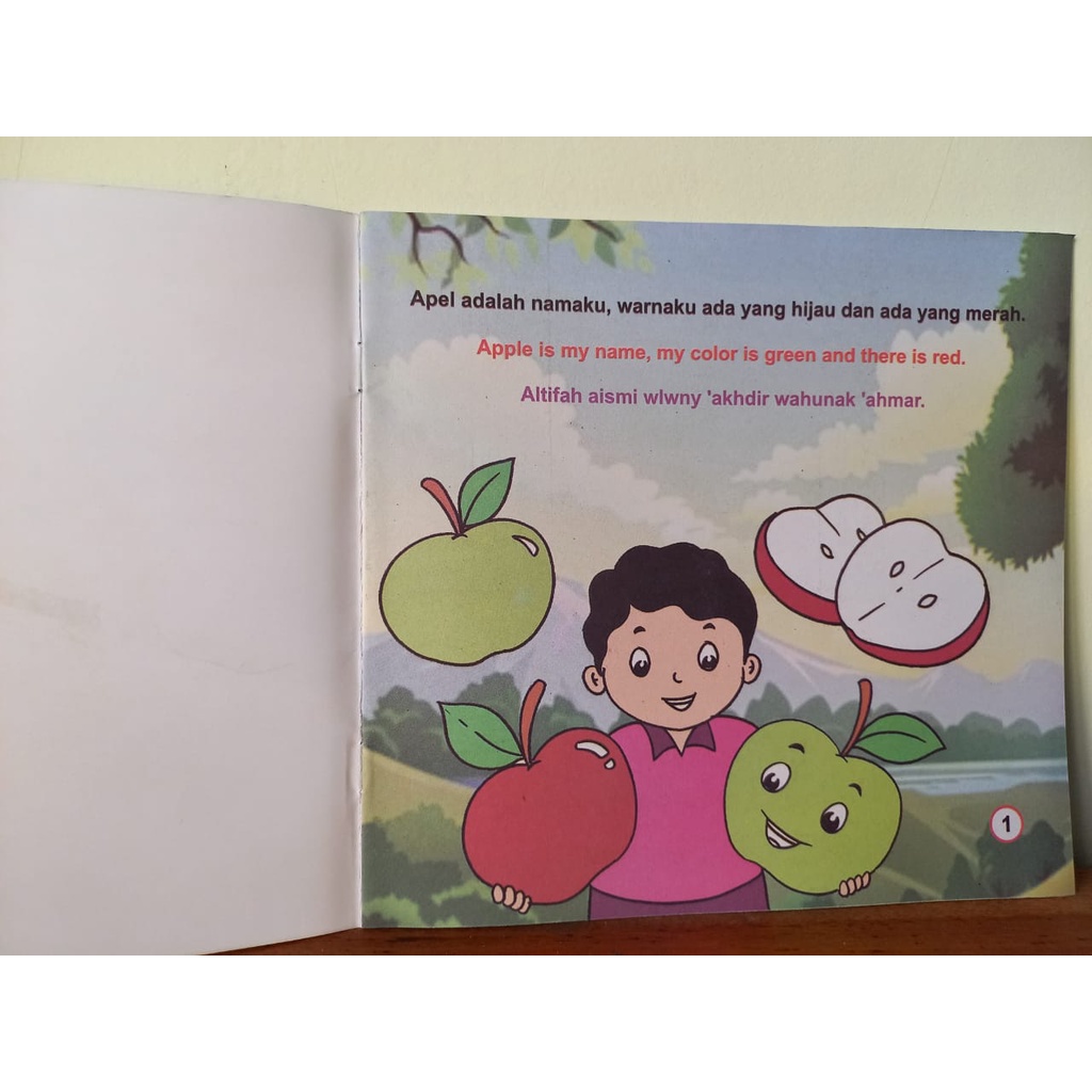 Buku Cerita Anak Bergambar Tema Buah 3 Bahasa Indonesia - Inggris - Indonesia Full Color