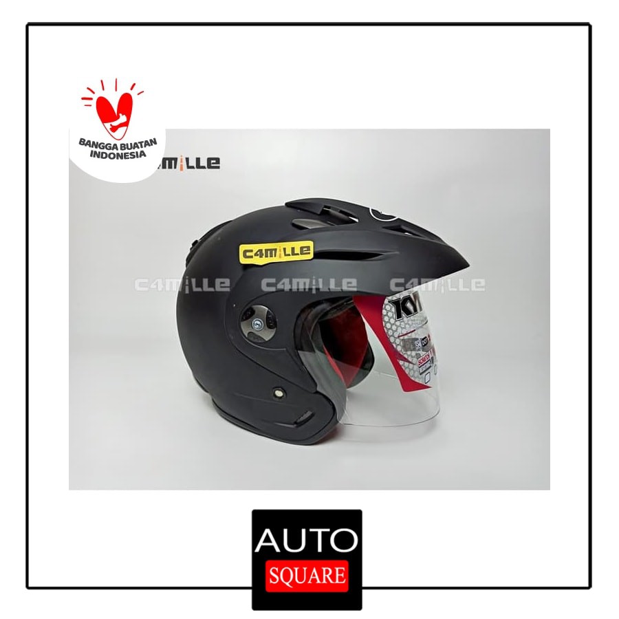 (DISKON) HELM KYT ROMEO SOLID BLACK DOFF HALF FACE - L