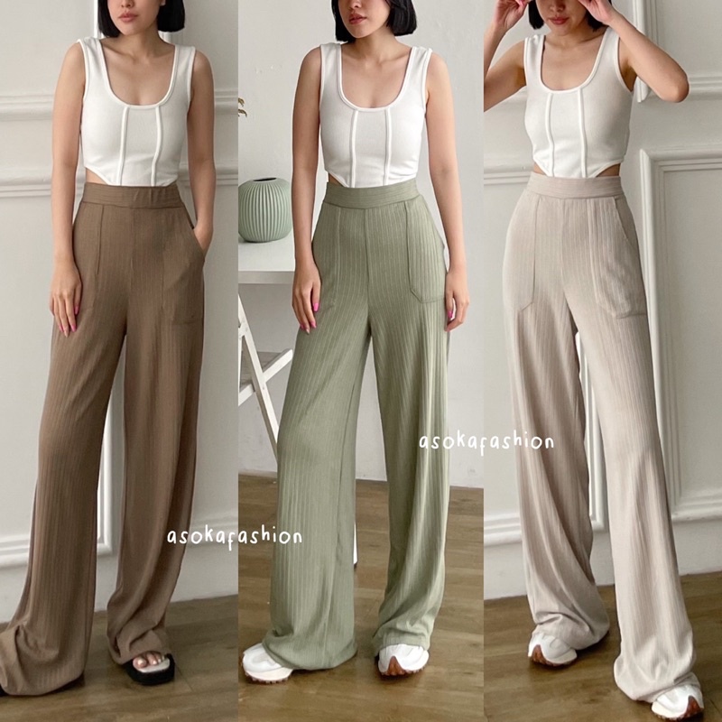 ASOKA Selena Pants 1104 - Cullote Knit - Celana Kulot Wanita