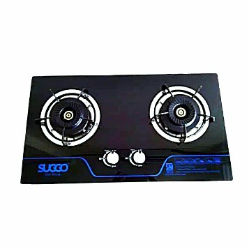 Kompor Gas Tanam Kaca 2 Tungku SUGGO SG-208 Bisa Duduk Bisa Tanam