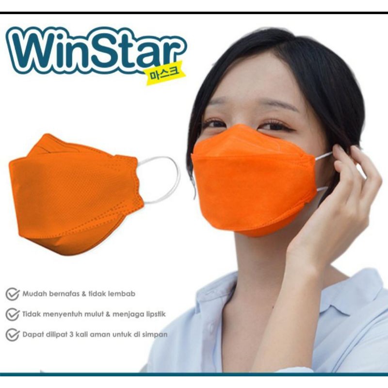 10 PCS WinStar Masker Earloop 3D type KF 94 -  3 ply (ukuran DEWASA) COLOUR