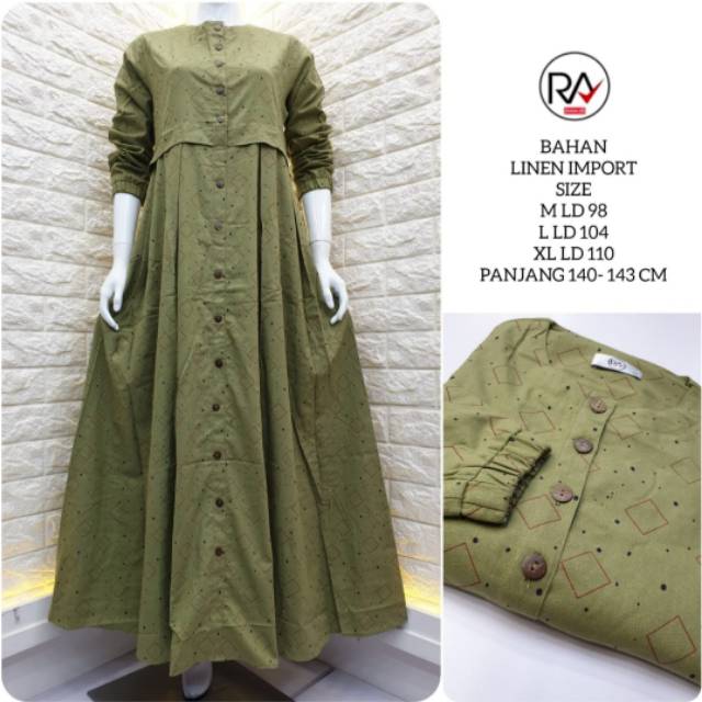 GAMIS LINEN IMPORT TERBARU / Gamis Muslimah Terkini / Gamis Katun Original