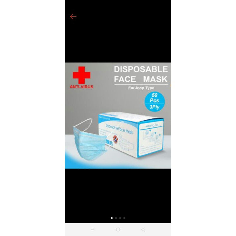 Masker 3ply Bedah Medis Earloop 50PCS