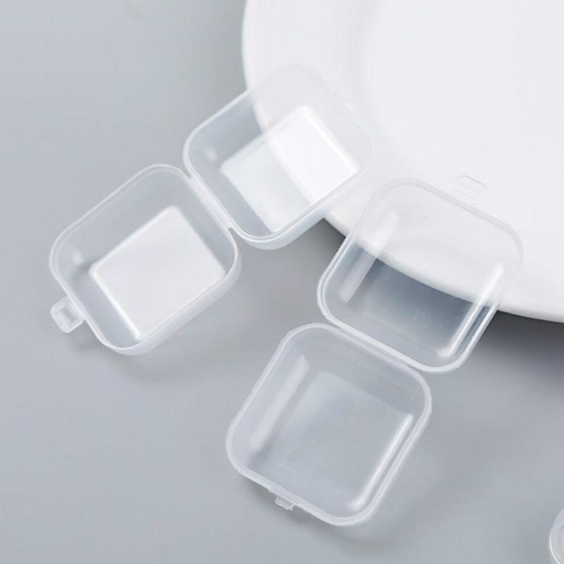 [Ready Stock ] 3.5*3.5cm Mini Portable Plastic Transparent Storage Boxes/ Square Jewelry Earplug Earring Protection Organizer/ Multi-function Case Home Independent  Parts Box