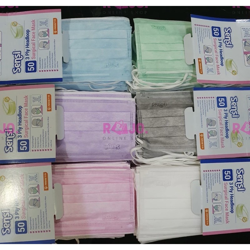 MASKER SENSI HIJAB HEADLOOP ISI 50 pcs warna PUTIH