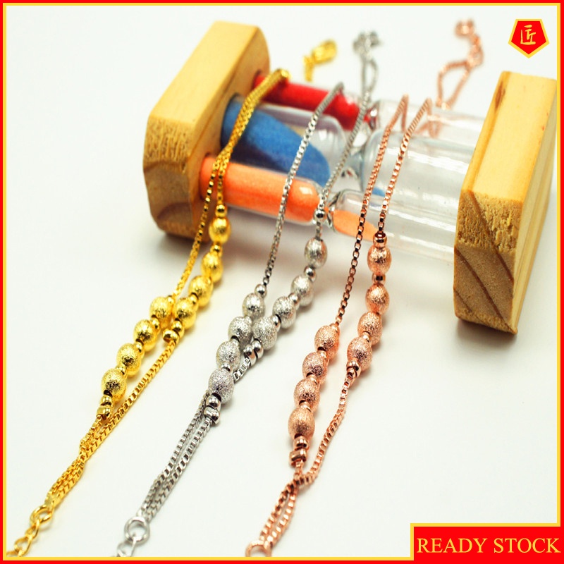 [Ready Stock]Multi-Layer Frosted Rose Gold Lucky Beads Bracelet