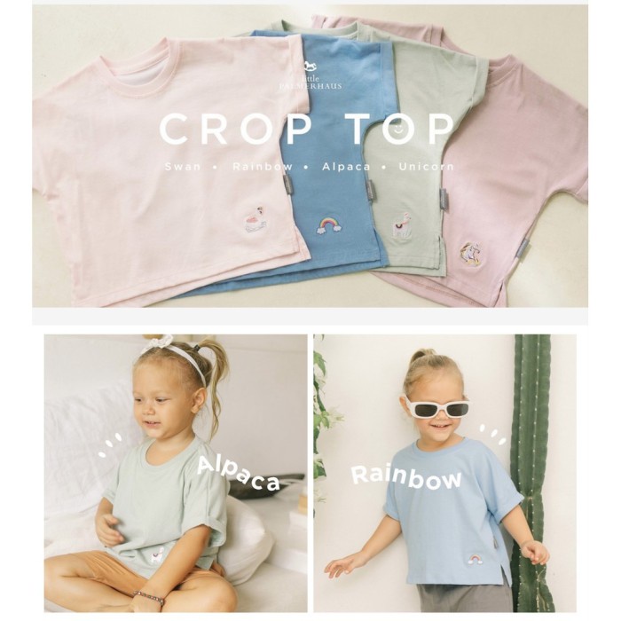 LITTLE PALMERHAUS Crop Top Girl T-Shirt Kaos Anak Perempuan 2-5 Thn